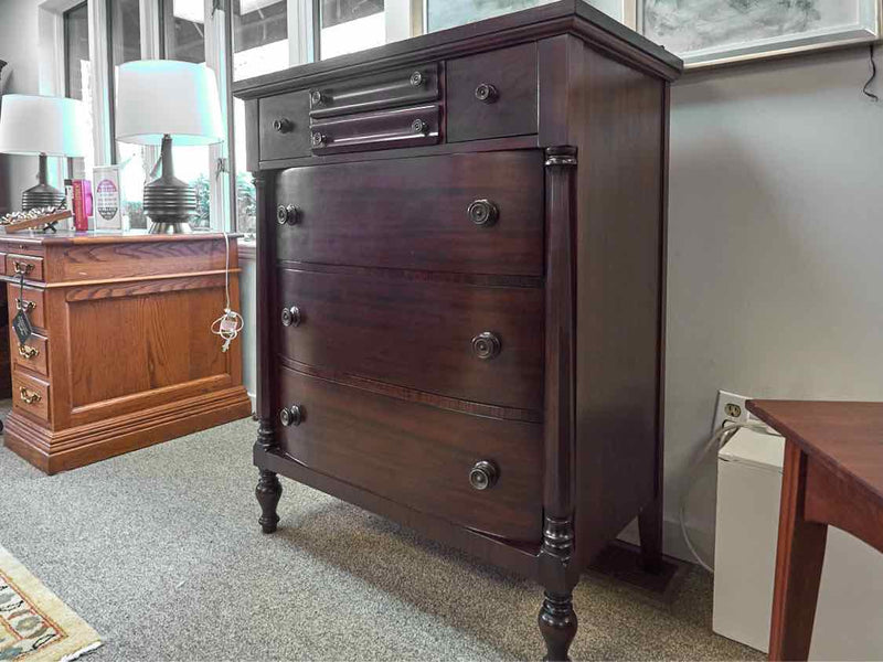 Empire Style Mahogany 7 Drawer Chest with Column Sides