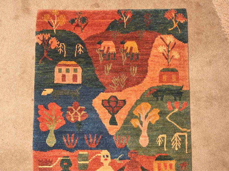 "Village" Hand Made Wool Area Rug Made in Nepal