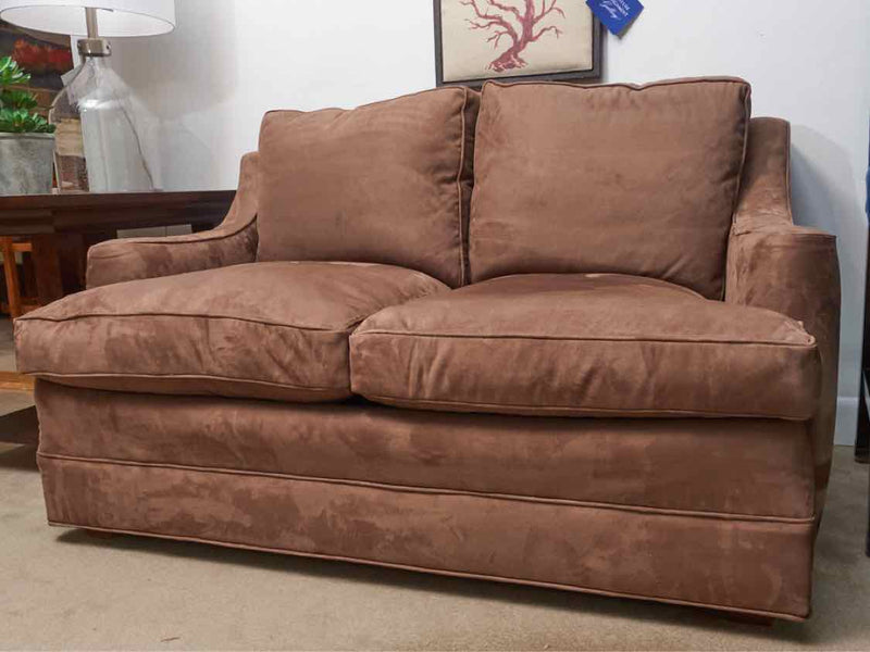 Beacon Hill Microfiber 'Mocha Brown' White Goose Down 2 Cushion Loveseat