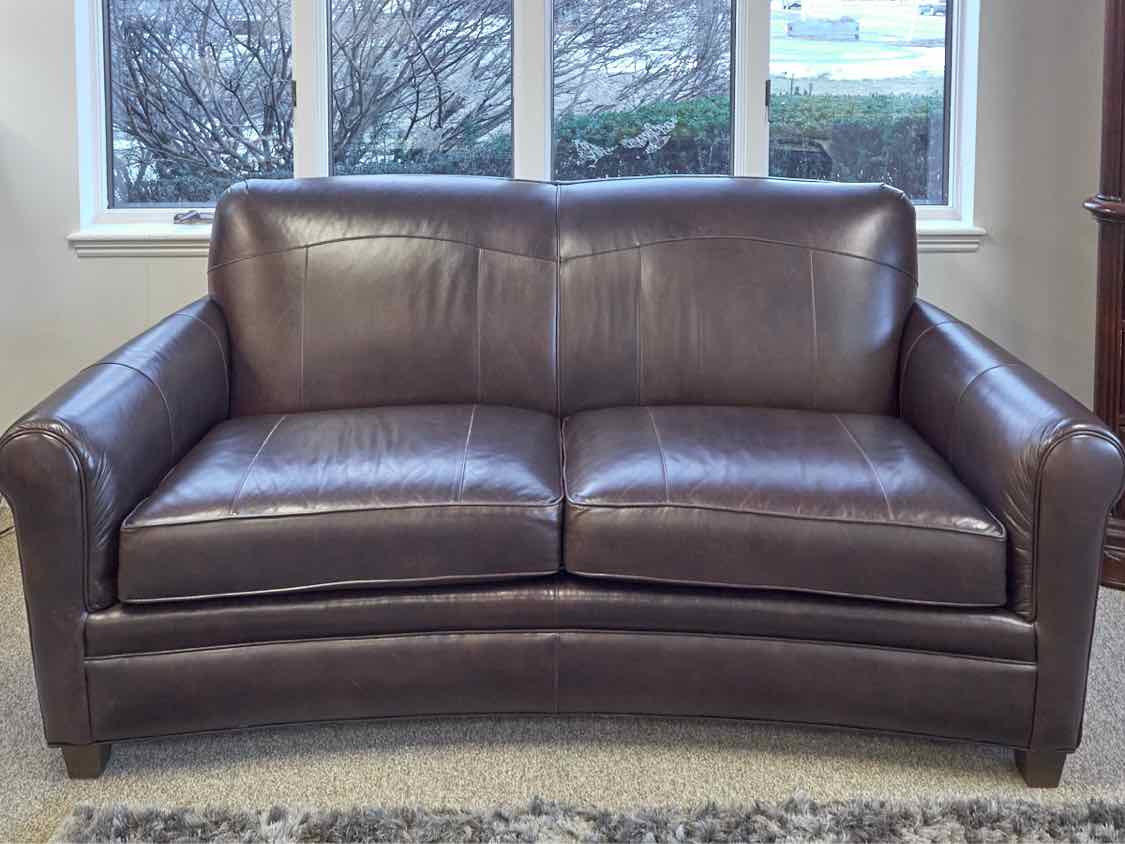 Smith Brothers & Berne Espresso  Brown Analine Leather 2  Cushion Sofa