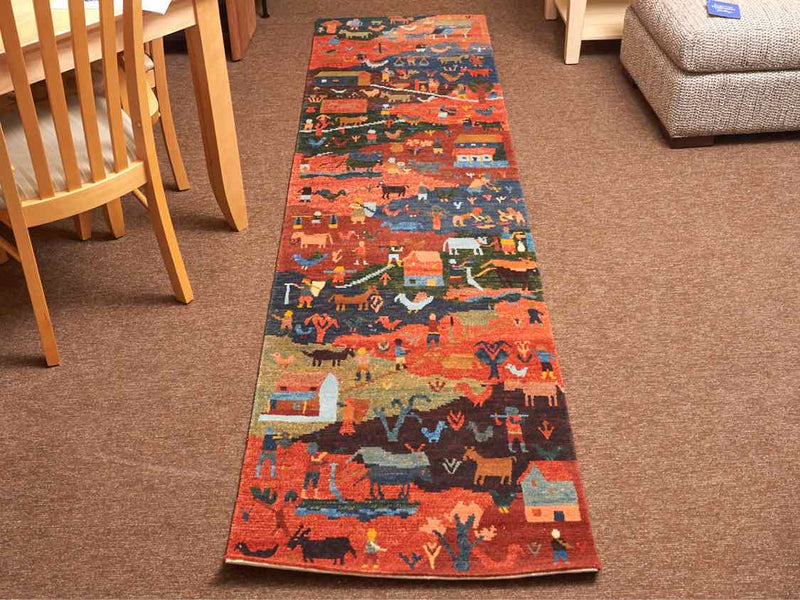 "Village" Hand Made Wool Runner Made In Nepal