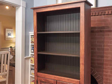 Pine Bookcase with Black Beadboard with 2 Shelves & 2 Doors