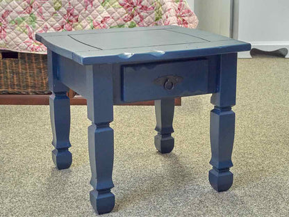 Pair of Ocean Side Blue Finish Side Tables with 1 Drawer