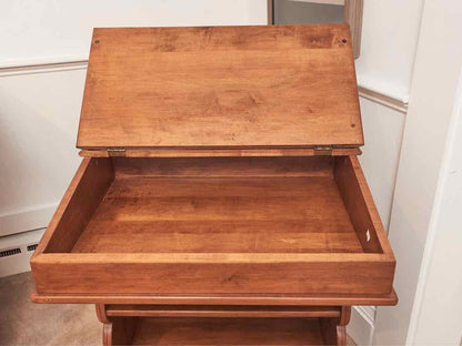 Captain's Style Stained  Maple Lift Top  2 Lower Shelf  Desk