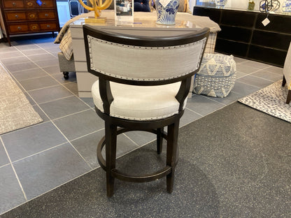 Single Swivel Counter Stool in Linen Upholstery