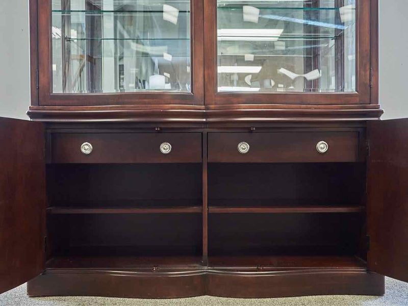 Bernhardt Lighted Display Cabinet with Closed Storage in Mahogany Finish