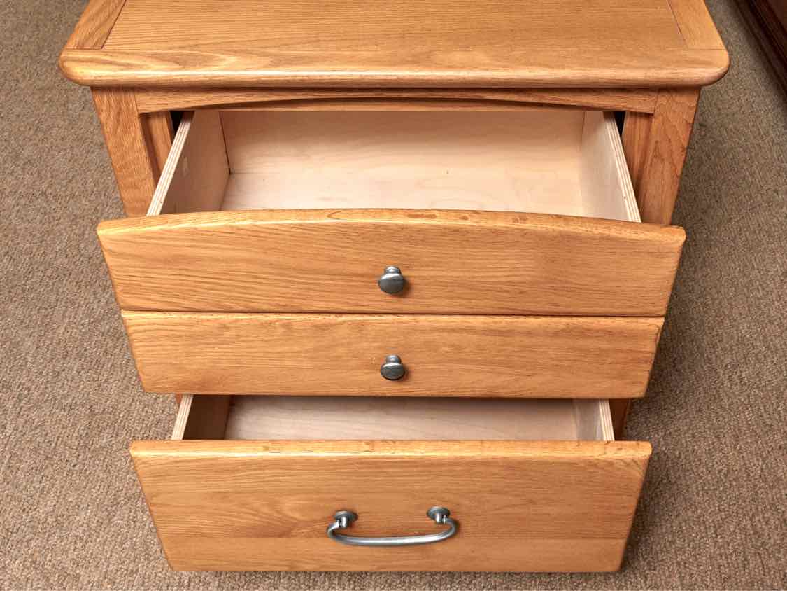 Pair of Blackhawk Oak 2 Drawer Nightstands with Pewter Finish Knobs