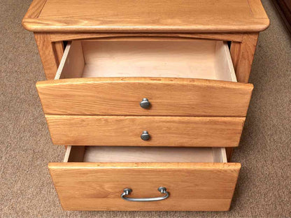 Pair of Blackhawk Oak 2 Drawer Nightstands with Pewter Finish Knobs