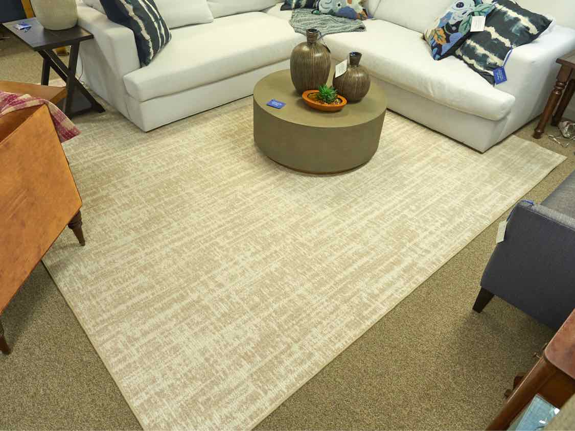 Contemporary Beige & White Area Rug