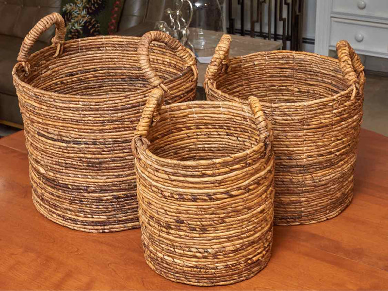 Set of 3 Abaca Baskets Decor