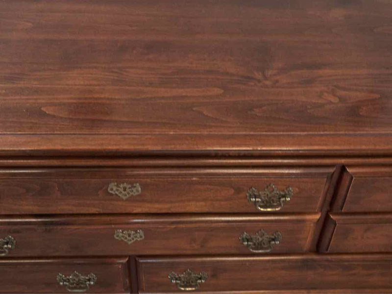 Mobel Inc. Cherry Double Dresser with 10 Drawers & Chippendale Ornate Handles