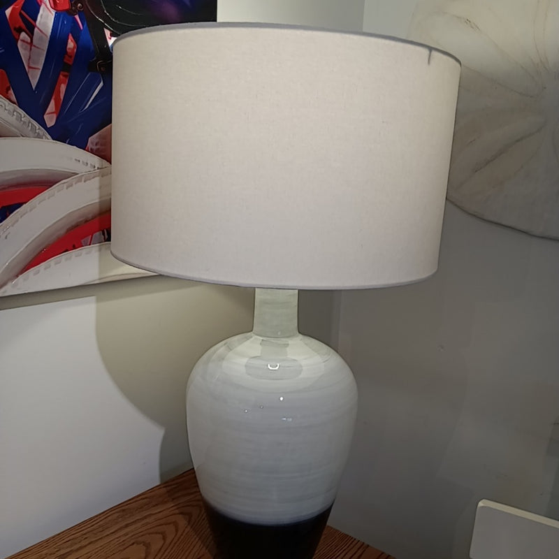 Royal Horizon Glass Table Lamp With Ivory Drum Shade