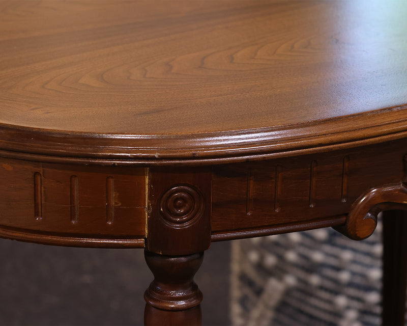 Antique Oval Walnut Accent Table w/ details