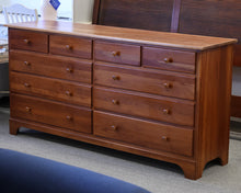 Double Dresser with 10 Drawers in Cherry with Wood Pulls