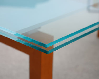 Roche Bobois Glass Extension Dining Table on Cherry Base