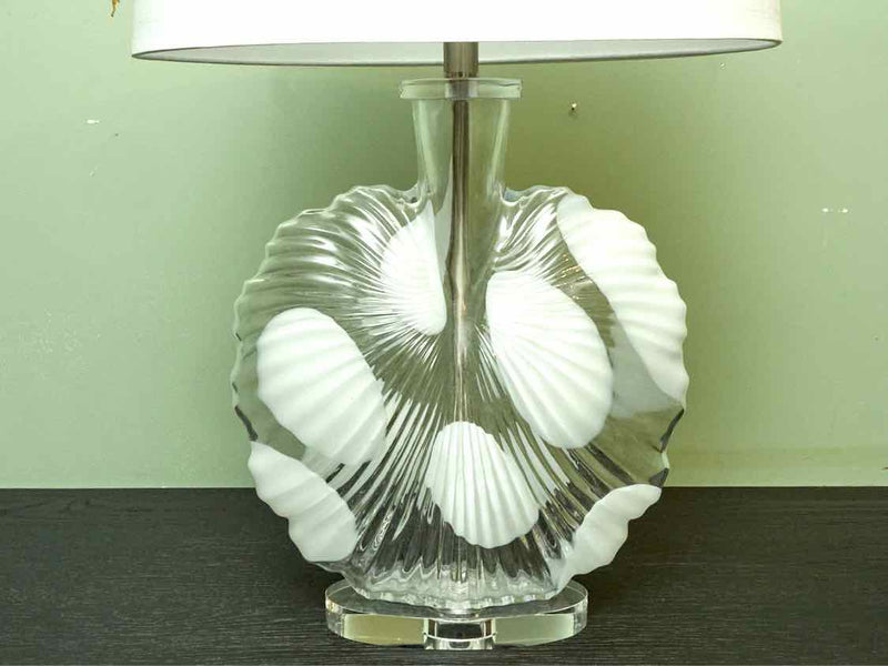 'Fossil Glass Table Lamp With Solid Crystal Base & Linen Shade