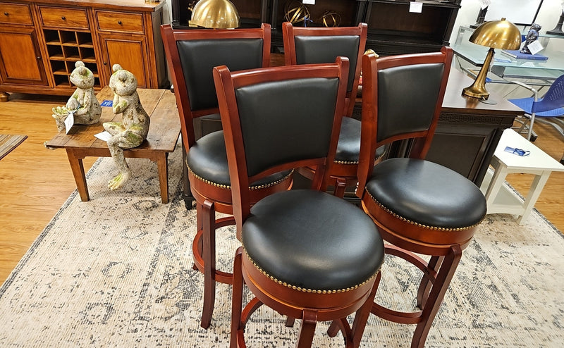 Set of 4 Cherry Swivel Bar Stools