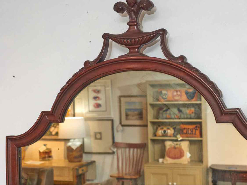 Mahogany Shield  Mirror with Fleur de Lis Accent