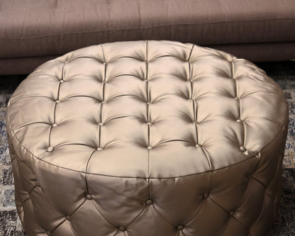 Mitchell Gold + Bob Williams Rocco Round Tufted Ottoman in Platinum