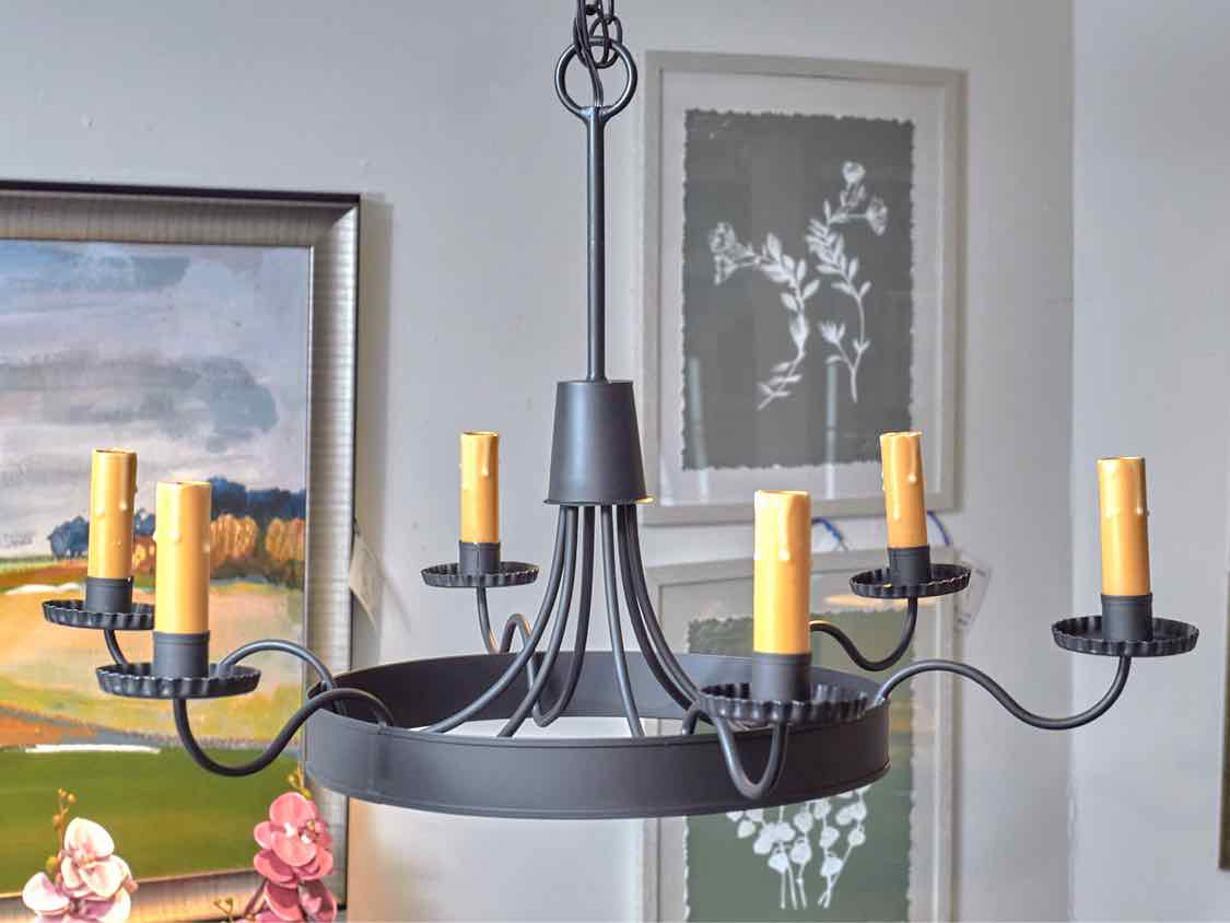 Country Traditions Black Finish Metal 6 Arm Chandelier