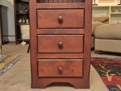 Shaker 3 Drawer Cabinet in Antique Cherry Finish with Open storage