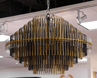 RH Emile 42" Round Chandelier in Black & Brass