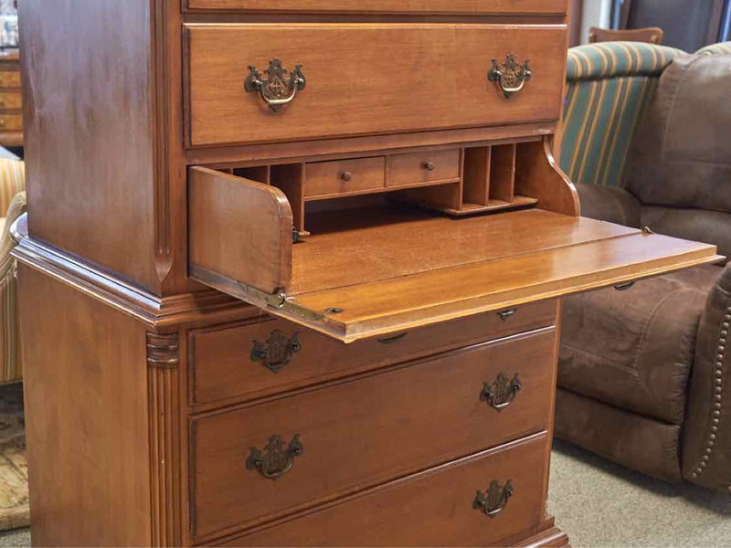 Maple Chest W/ Secretary Drop Drawer