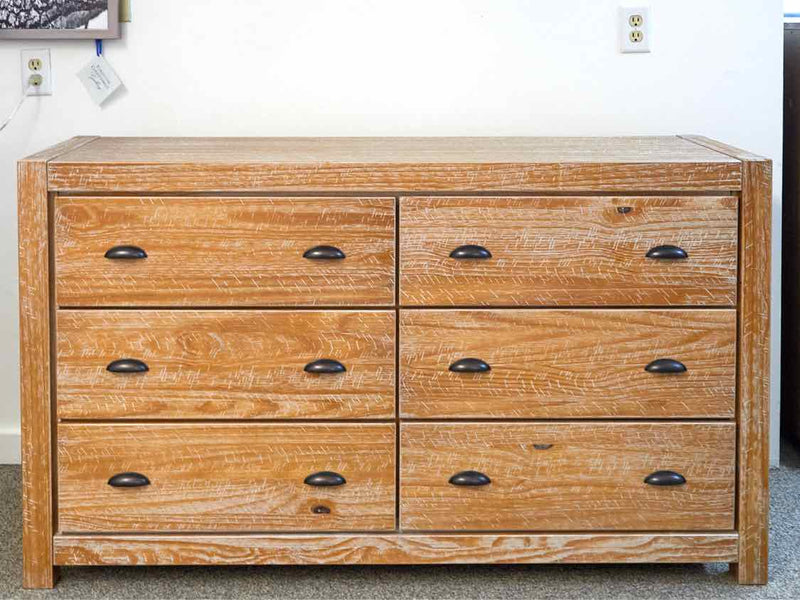 6-Drawer Reclaimed Wood Dresser in Whitewashed Finish