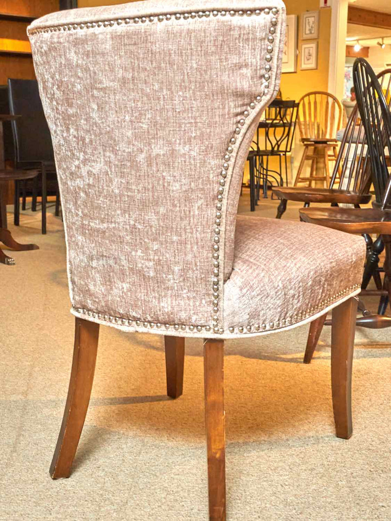 Transitional Dining Chairs In 'Latte Taupe Upholstery W/ Nailhead Trim