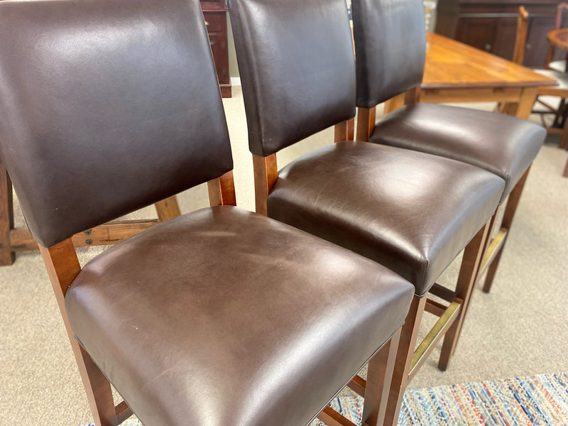 Arhaus Cherry &  Leather Bar Stool