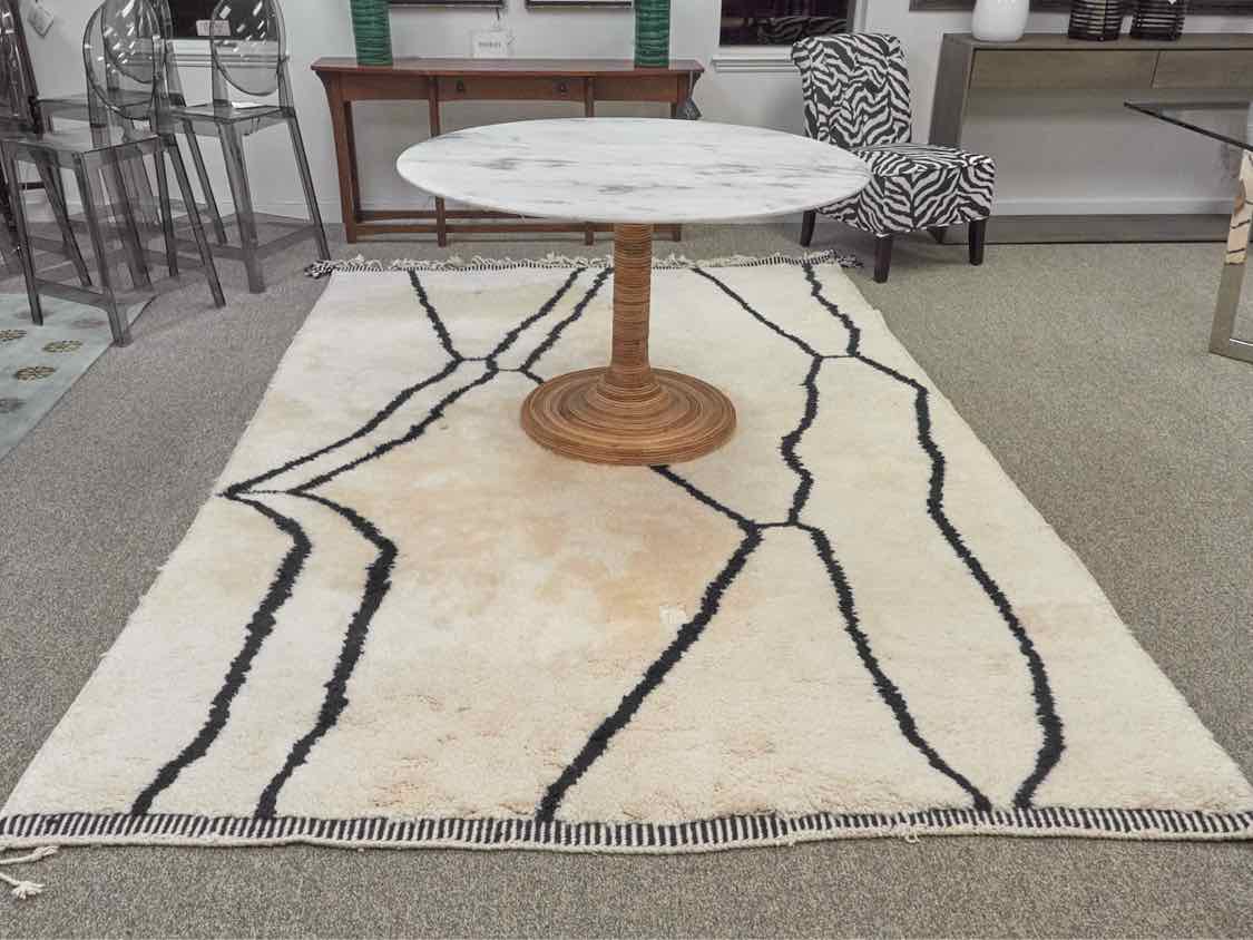 Ivory and Navy Shag Area Rug