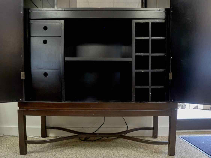 Distressed Glass Door Bar Cabinet