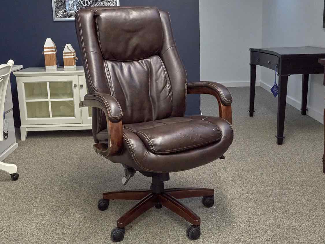 Brown Leather Rolling Office Chair