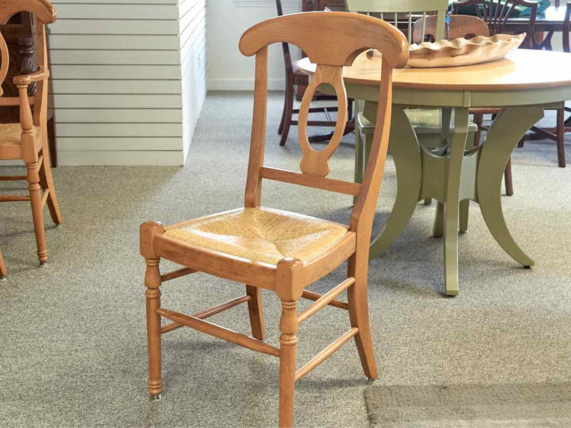 Set of Six Birchwood Dining Chairs W/ Rush Seats