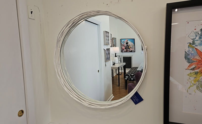 Round White Bird's Nest Mirror