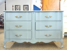 Dixie French Provincial Six Drawer Dresser in Ice Blue