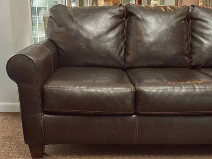 Ashley Furniture Espresso Bonded Leather 3 Cushion  Sofa