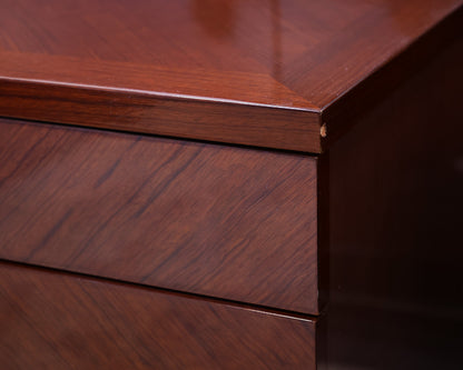 Rosewood Lacquer Pair of Nightstands