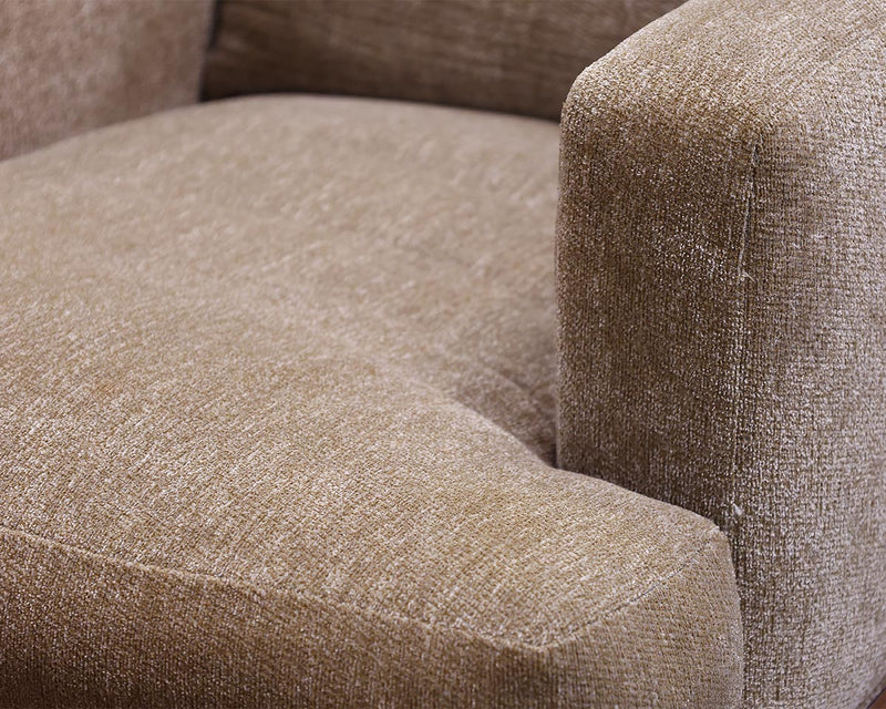 Loose Cushion Armchair with Track Arm and Wood Trim