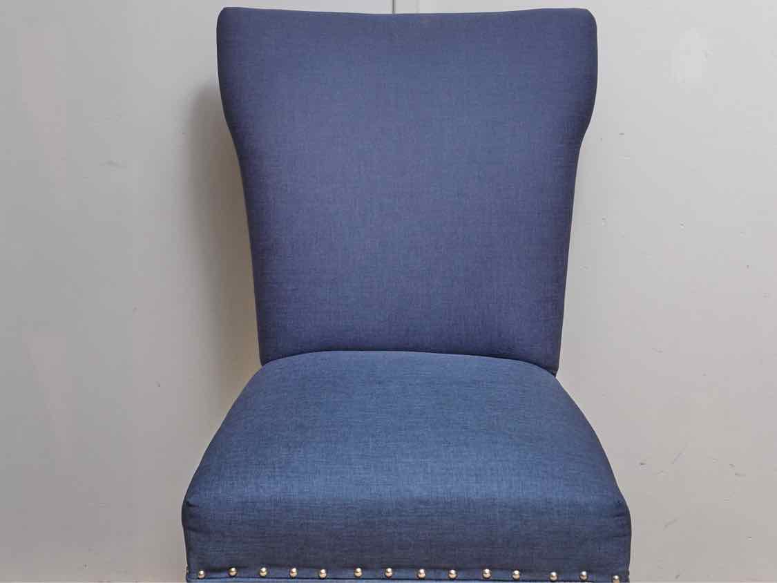 S.O.L.E. Design Navy Fabric Chrome Nailhead Trim  Chair