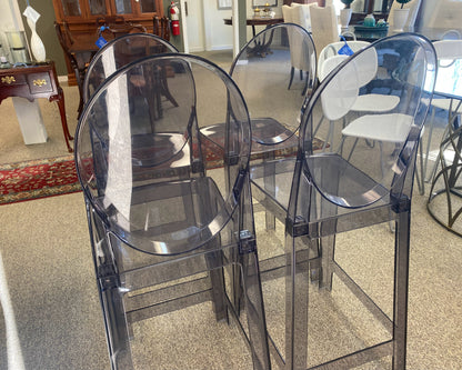 Set of 4 Lucite Ghost Counter Stools