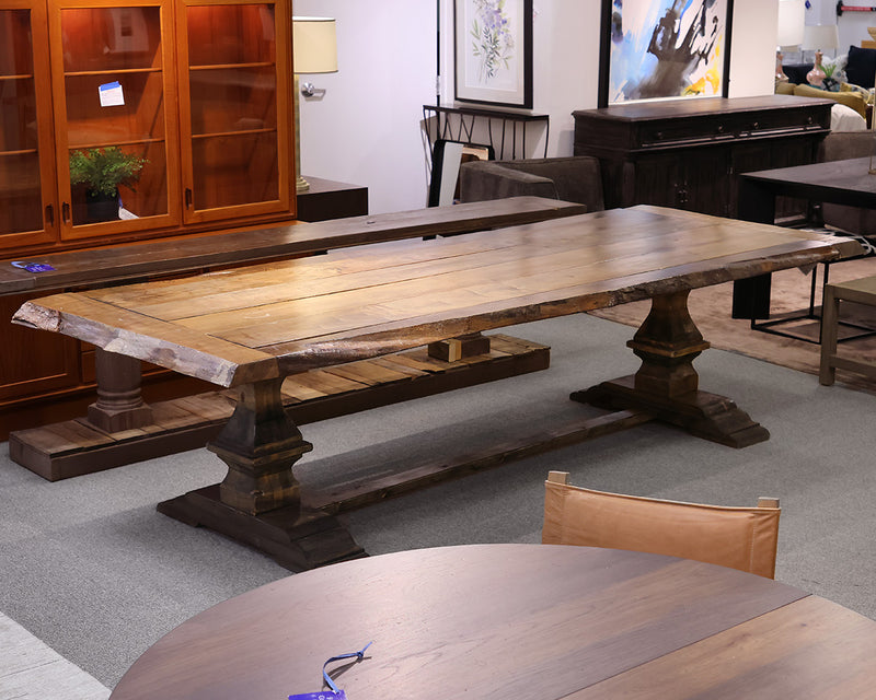 Custom Live-Edge Plank Top Trestle Farm Table