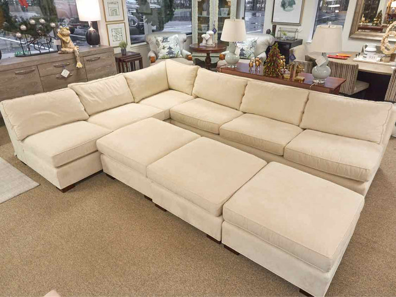 Mitchell Gold Two Piece LAF Sectional in Cream Suede