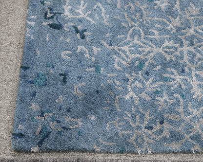 Chandra Rug 39603 in Teal & Silver