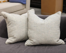 Pair of MG+BW Accent Pillows in Pale Blue & Green Herringbone