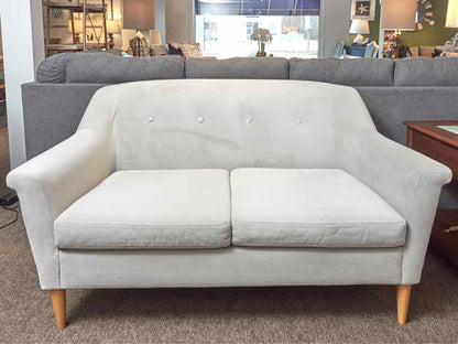 West Elm  Silver Micro Fiber 2 Cushion  Loveseat