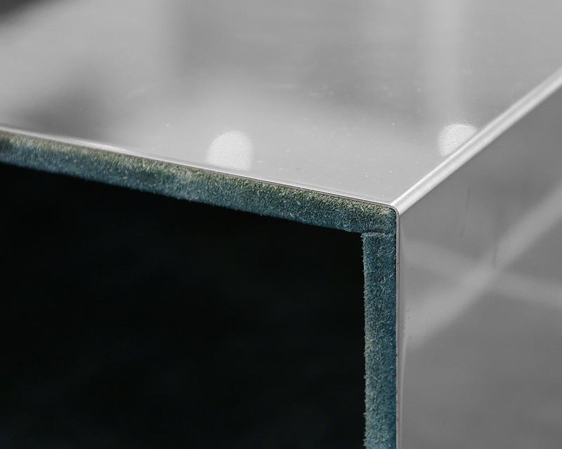 USONA Cocktail Table in Stainless Steel, Aluminum, Walnut & Suede