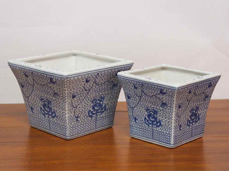 Set of 2 Blue & White Cachepots