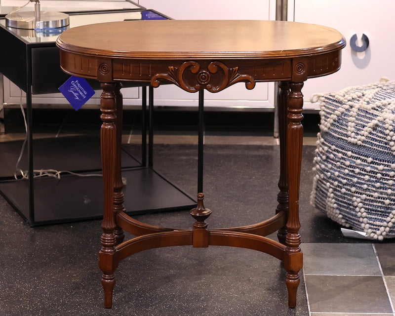 Antique Oval Walnut Accent Table w/ details