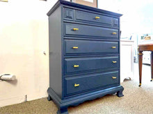 Stanley Solid Rock Maple Five Drawer Chest Finished in Oceanside Blue